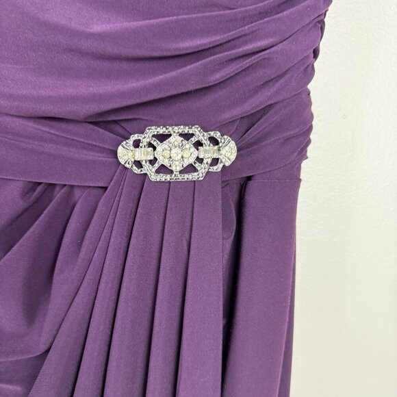 Lauren Ralph Lauren Women's Purple Draped Rhinestone Broach Maxi Gown Dress Sz 8 - Picture 4 of 12